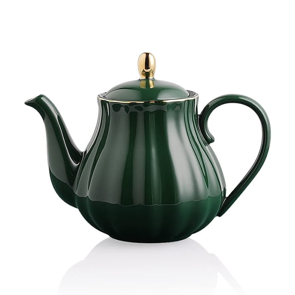 Ceramic Tea Pot 28 Ounce Jade Color Loose Leaf Tea Brewing Set