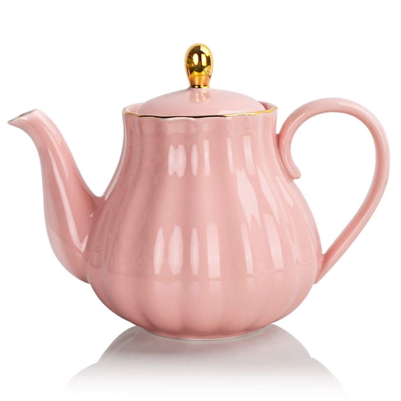 Ceramic Tea Pot 28 Ounce Pink Loose Leaf Tea Brewing Serving Set