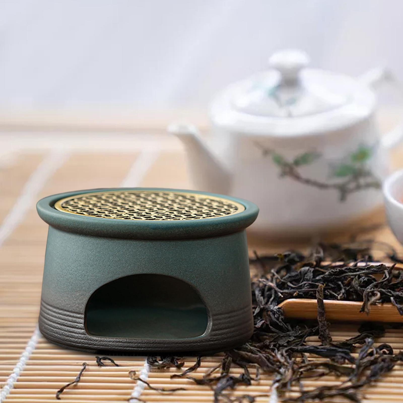 Teapot Warmer Tea Coffee Warmer Base Ceramic Heater with Spoon Lid and  Candle Holder Small Electric Tea Kettle with Keep Warm Function for Home  and