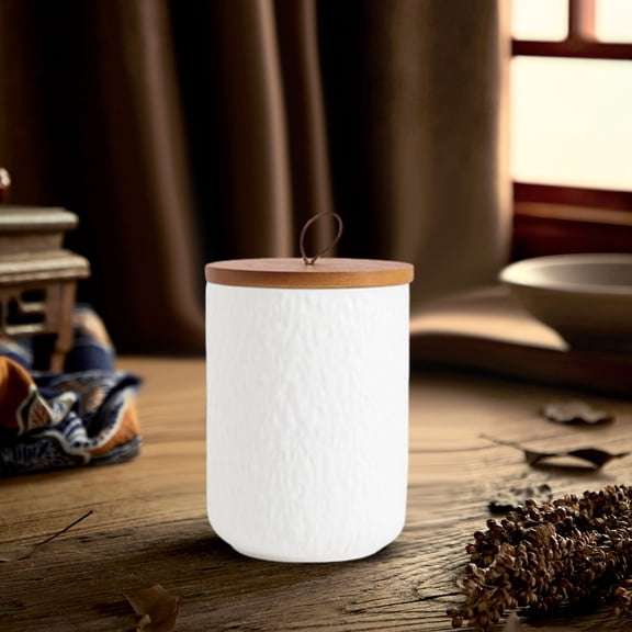 Ceramic Tea Pot Sealed Storage Jar - Grain Coffee Bean Container - Airtight Kitchen Canister with Handle