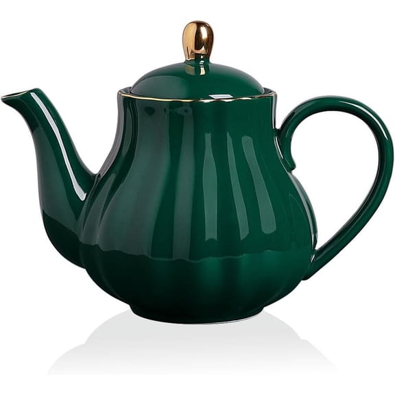 Ceramic Tea Pot with Removable Stainless Steel Infuser 40 Ounce Jade