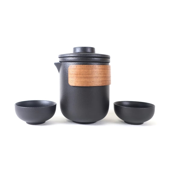 Ceramic Tea Set With 1 Teapot And Cups Wooden Handle With Infuser