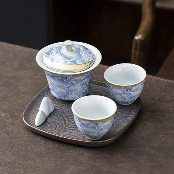 Ceramic Tea Sets Mountain Gaiwan Teapot With Tray Chinese Kung Fu Tea Sets Drinkware