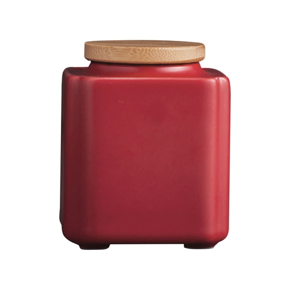 FUEENIRVA Red Ceramic Tea Canister with Sealing Lid for Home Use, Perfect for Storing All Types of Tea