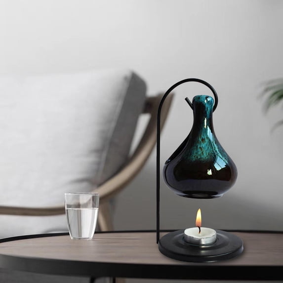Ceramic Tealight Candle Holder Essential Oil Burner Furnace Table Centerpiece Oil Diffuser Melt Warmer for Bedroom Indoor Cabinet Blue