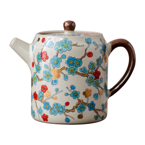 Ceramic Teapot Household, Hand Painted Coffee Pot Set, Floral Pattern Tea Kettle for Loose Leaf,Porcelain Kettle Jug for Office and Home