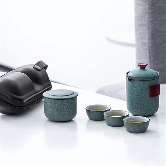 Ceramic Teapot Teacups Green Portable Travel Tea Set Drinkware