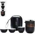 thumbnail image 1 of Ceramic Teapot Travel Tea Set: Portable Tea Set with Travel Bag, 1 Pot 2 Cups Porcelain Tea Cup Set, Mini Tea Pot Set for Home Office Outdoor Camping Picnic (Black 3Cups), 1 of 7