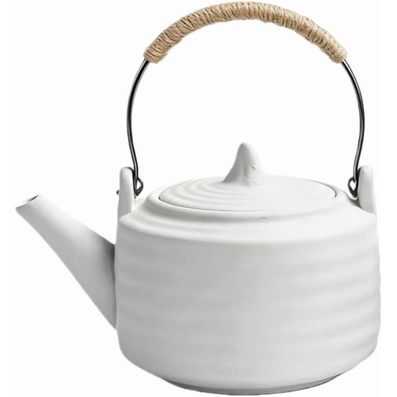 Ceramic Teapot with Stainless Steel Infuser, Heat Resistant, Maker, Pots for Loose , 25 Ounce (750 ml), White
