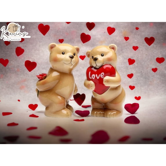 Ceramic Teddy Bear Salt and Pepper Shakers Valentines Day Gift
