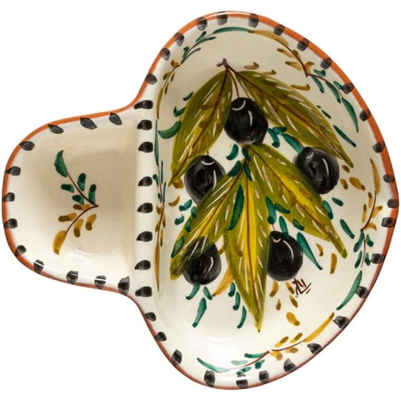 Ceramic Terracotta 7" Olive Dish - Alentejo Collection, Olive | Microwave & Dishwasher Safe Dinnerware | Food Safe Glazing | Restaurant Quality Serveware