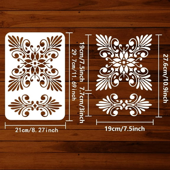 Ceramic Tile Border Stencil Template 8.3x11.7 inch 2Styles Reusable Tile Stencil Plastic Tile Floor Pattern Painting Stencil Reusable Stencil for Floor Wall Wood Tiles Cement Decor
