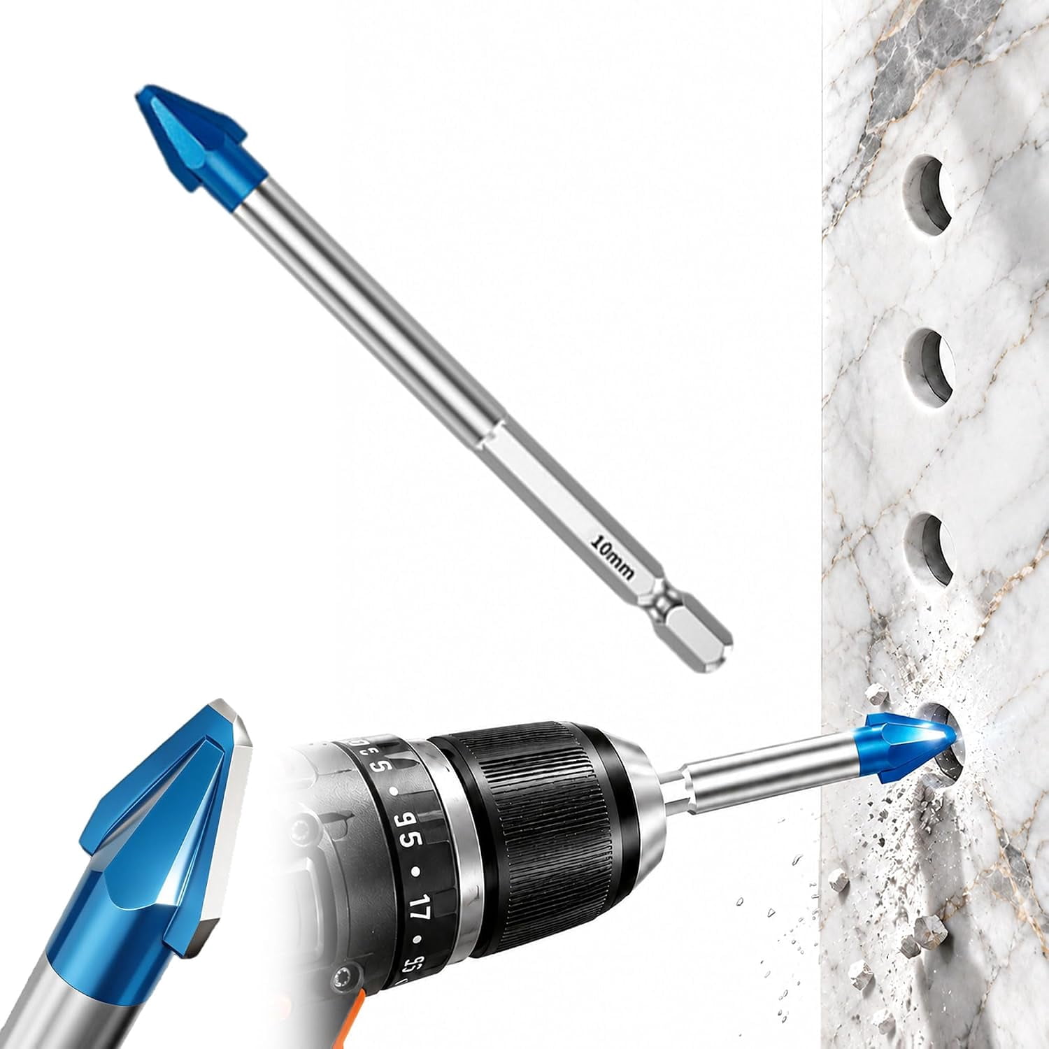 Ceramic Tile Drill Bits, Hex Shank Carbide Eccentric Drill Bit Set for ...