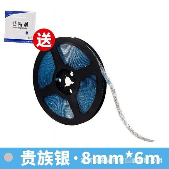 Ceramic Tile Mildewproof Gaps Tape Self-Adhesive Sealing Decorative Corner Side Edge Tape Strip,Waterproof Art Edge Banding Caulking Sealing Tape,Silver (6m * 8mm)/ For house