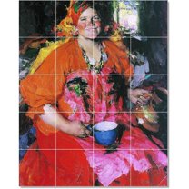 Ceramic Tile Mural-Abram Arkhipov Waterfront Painting 3. 29.75" w x 12.75" h using (21) 4.25 x 4.25 ceramic tiles