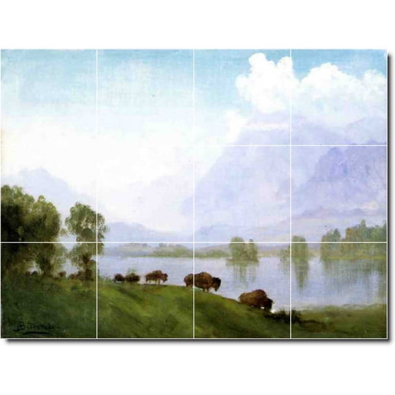 Ceramic Tile Mural-Albert Bierstadt Animals Painting 3. 48" w x 36" h using (12) 12 x 12 ceramic tiles