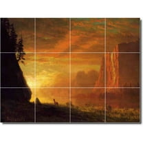 Ceramic Tile Mural-Albert Bierstadt Animals Painting 4. 17" w x 12.75" h using (12) 4.25 x 4.25 ceramic tiles