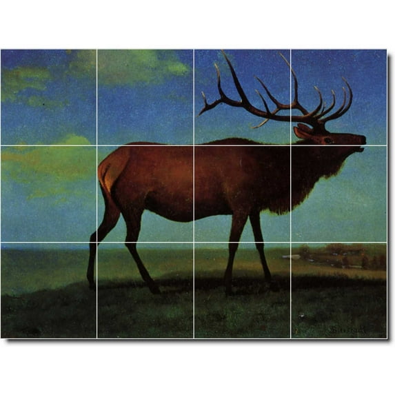 Ceramic Tile Mural-Albert Bierstadt Animals Painting 7. 32" w x 24" h using (12) 8 x 8 ceramic tiles