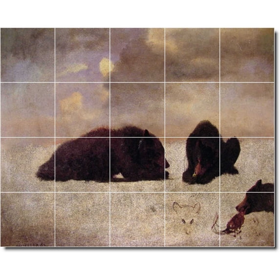 Ceramic Tile Mural-Albert Bierstadt Animals Painting 8. 40" w x 32" h using (20) 8 x 8 ceramic tiles
