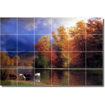 Ceramic Tile Mural-Albert Bierstadt Country Painting 15. 25.5" w x 17" h using (24) 4.25 x 4.25 ceramic tiles