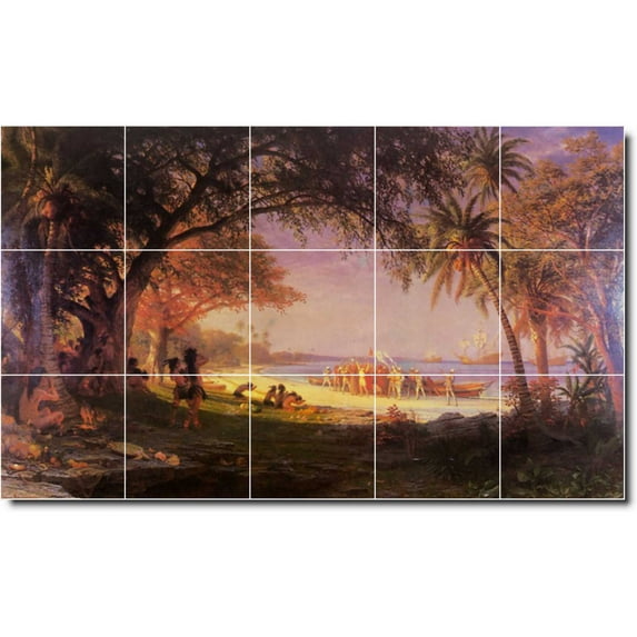 Ceramic Tile Mural-Albert Bierstadt Historical Backsplash Tile Mural 30. 21.25" w x 12.75" h using (15) 4.25 x 4.25 ceramic tiles
