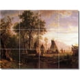 thumbnail image 1 of Ceramic Tile Mural-Albert Bierstadt Indians Bathroom Tile Mural 7. 24" w x 18" h using (12) 6 x 6 ceramic tiles, 1 of 3