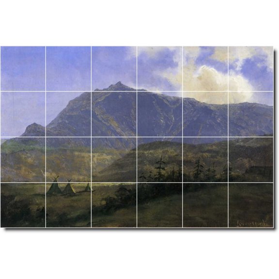Ceramic Tile Mural-Albert Bierstadt Indians Kitchen Tile Mural 12. 36" w x 24" h using (24) 6 x 6 ceramic tiles