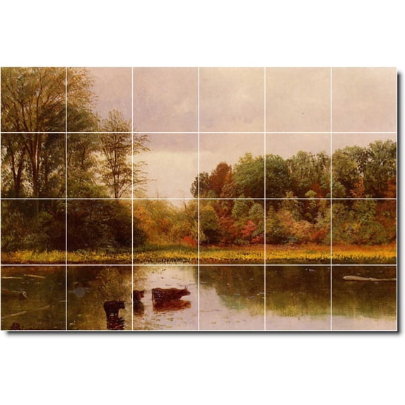 Ceramic Tile Mural-Albert Bierstadt Landscapes Painting 18. 48" w x 32" h using (24) 8 x 8 ceramic tiles