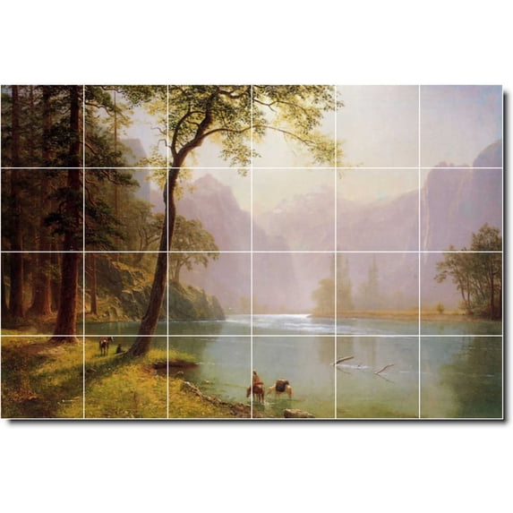 Ceramic Tile Mural-Albert Bierstadt Landscapes Painting 34. 36" w x 24" h using (24) 6 x 6 ceramic tiles