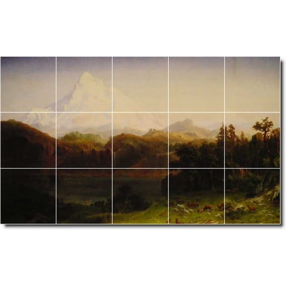 Ceramic Tile Mural-Albert Bierstadt Landscapes Painting 53. 21.25" w x 12.75" h using (15) 4.25 x 4.25 ceramic tiles