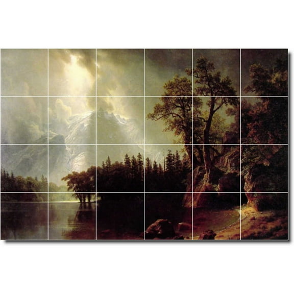 Ceramic Tile Mural-Albert Bierstadt Landscapes Painting 64. 25.5" w x 17" h using (24) 4.25 x 4.25 ceramic tiles