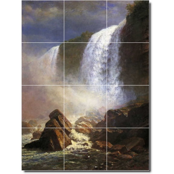 Ceramic Tile Mural-Albert Bierstadt Waterfalls 22. 18" w x 24" h using (12) 6 x 6 ceramic tiles