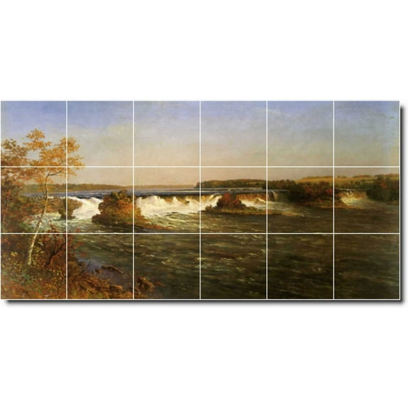 Ceramic Tile Mural-Albert Bierstadt Waterfalls Custom Tile Mural 25. 36" w x 18" h using (18) 6 x 6 ceramic tiles