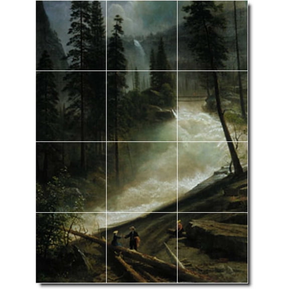 Ceramic Tile Mural-Albert Bierstadt Waterfalls Kitchen Tile Mural 29. 18" w x 24" h using (12) 6 x 6 ceramic tiles