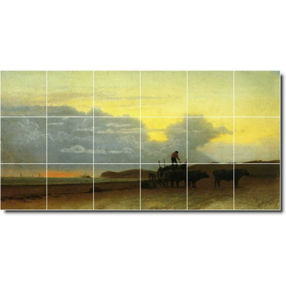 Ceramic Tile Mural-Albert Bierstadt Waterfront Painting 11. 25.5" w x 12.75" h using (18) 4.25 x 4.25 ceramic tiles