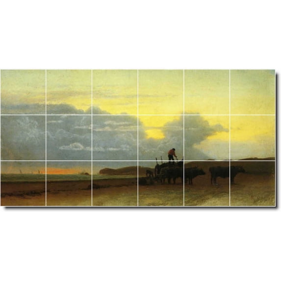 Ceramic Tile Mural-Albert Bierstadt Waterfront Painting 11. 48" w x 24" h using (18) 8 x 8 ceramic tiles