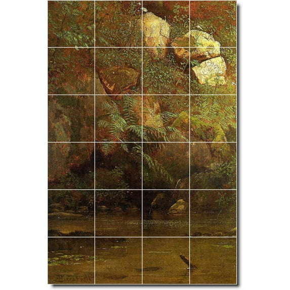 Ceramic Tile Mural-Albert Bierstadt Waterfront Painting 14. 17" w x 25.5" h using (24) 4.25 x 4.25 ceramic tiles
