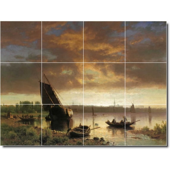 Ceramic Tile Mural-Albert Bierstadt Waterfront Painting 16. 48" w x 36" h using (12) 12 x 12 ceramic tiles