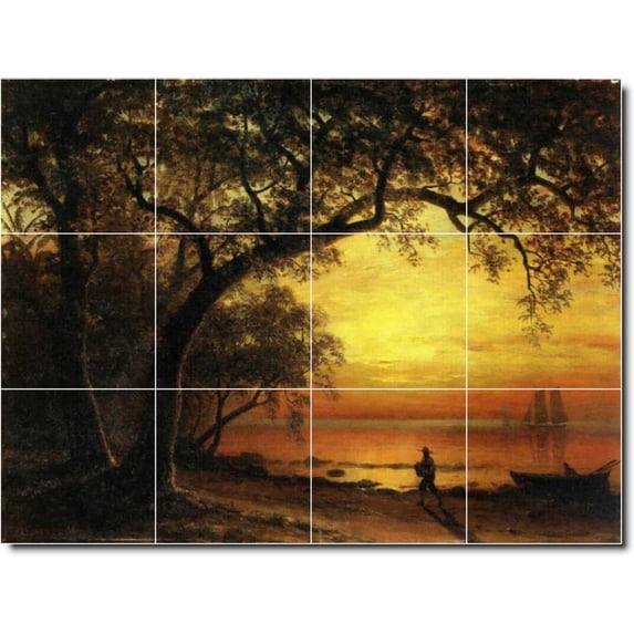 Ceramic Tile Mural-Albert Bierstadt Waterfront Painting 17. 32" w x 24" h using (12) 8 x 8 ceramic tiles
