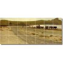 Ceramic Tile Mural-Albert Bierstadt Waterfront Painting 27. 29.75" w x 12.75" h using (21) 4.25 x 4.25 ceramic tiles