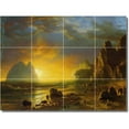 thumbnail image 1 of Ceramic Tile Mural-Albert Bierstadt Waterfront Painting 28. 17" w x 12.75" h using (12) 4.25 x 4.25 ceramic tiles, 1 of 3