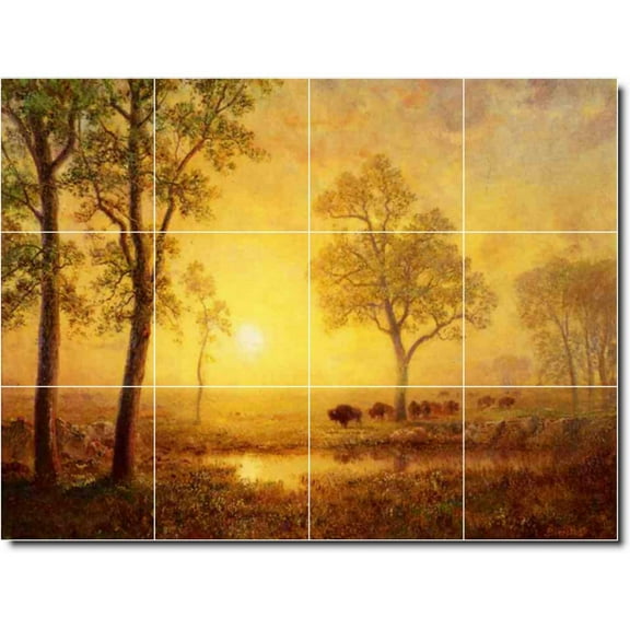 Ceramic Tile Mural-Albert Bierstadt Waterfront Painting 29. 17" w x 12.75" h using (12) 4.25 x 4.25 ceramic tiles