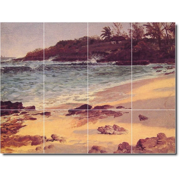 Ceramic Tile Mural-Albert Bierstadt Waterfront Painting 3. 32" w x 24" h using (12) 8 x 8 ceramic tiles
