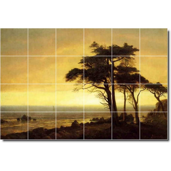 Ceramic Tile Mural-Albert Bierstadt Waterfront Painting 8. 48" w x 32" h using (24) 8 x 8 ceramic tiles