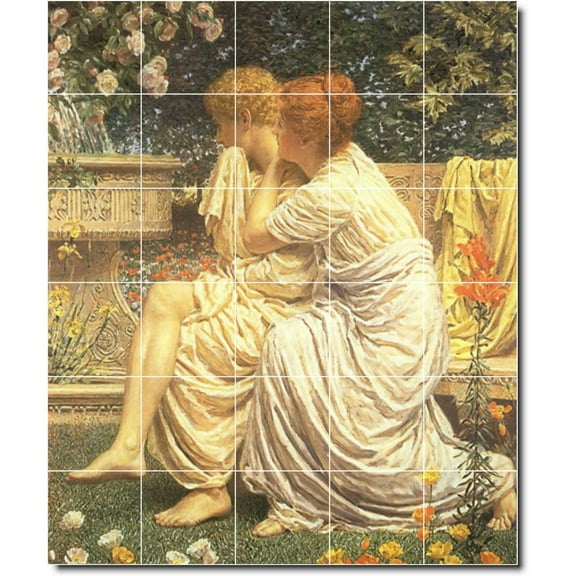 Ceramic Tile Mural-Albert Moore Women Painting 15. 21.25" w x 25.5" h using (30) 4.25 x 4.25 ceramic tiles
