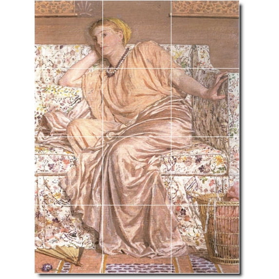 Ceramic Tile Mural-Albert Moore Women Painting 19. 36" w x 48" h using (12) 12 x 12 ceramic tiles