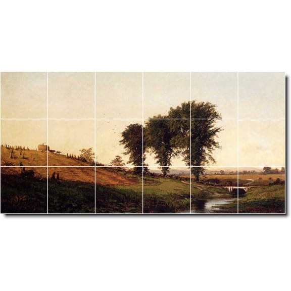 Ceramic Tile Mural-Alfred Bricher Country Painting 36. 25.5" w x 12.75" h using (18) 4.25 x 4.25 ceramic tiles