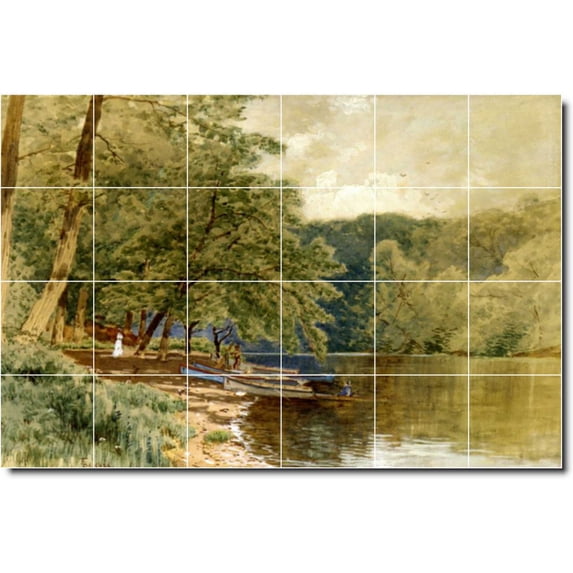 Ceramic Tile Mural-Alfred Bricher Country Painting 39. 25.5" w x 17" h using (24) 4.25 x 4.25 ceramic tiles