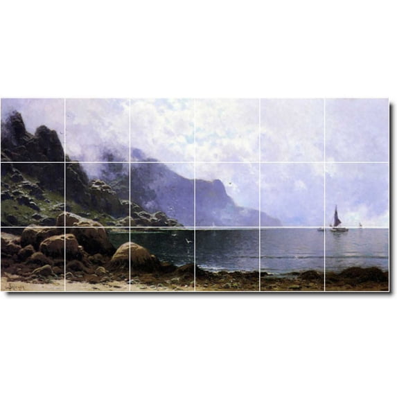 Ceramic Tile Mural-Alfred Bricher Landscapes Painting 124. 48" w x 24" h using (18) 8 x 8 ceramic tiles