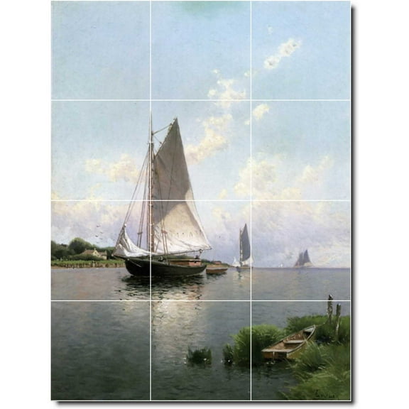Ceramic Tile Mural-Alfred Bricher Ships Kitchen Tile Mural 15. 12.75" w x 17" h using (12) 4.25 x 4.25 ceramic tiles